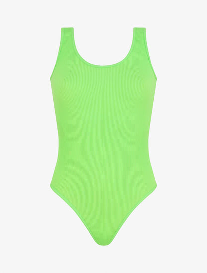 Body uni côtelé - Vert fluo - 4