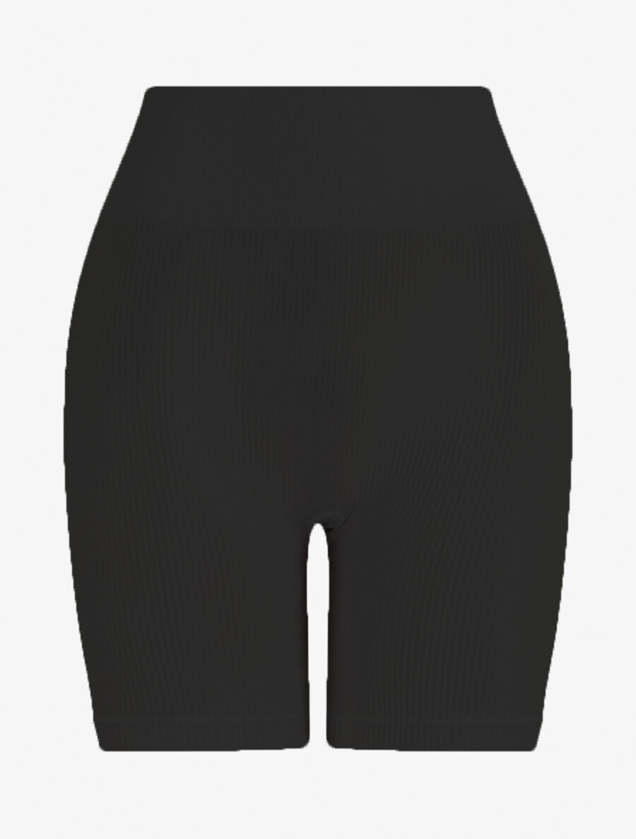 Short uni côtelé - Noir - 1