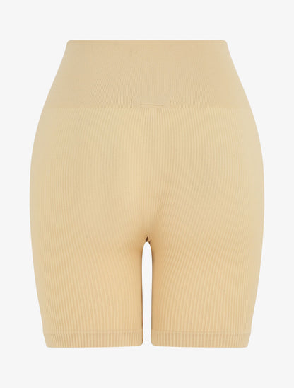 Short uni côtelé - Beige - 2