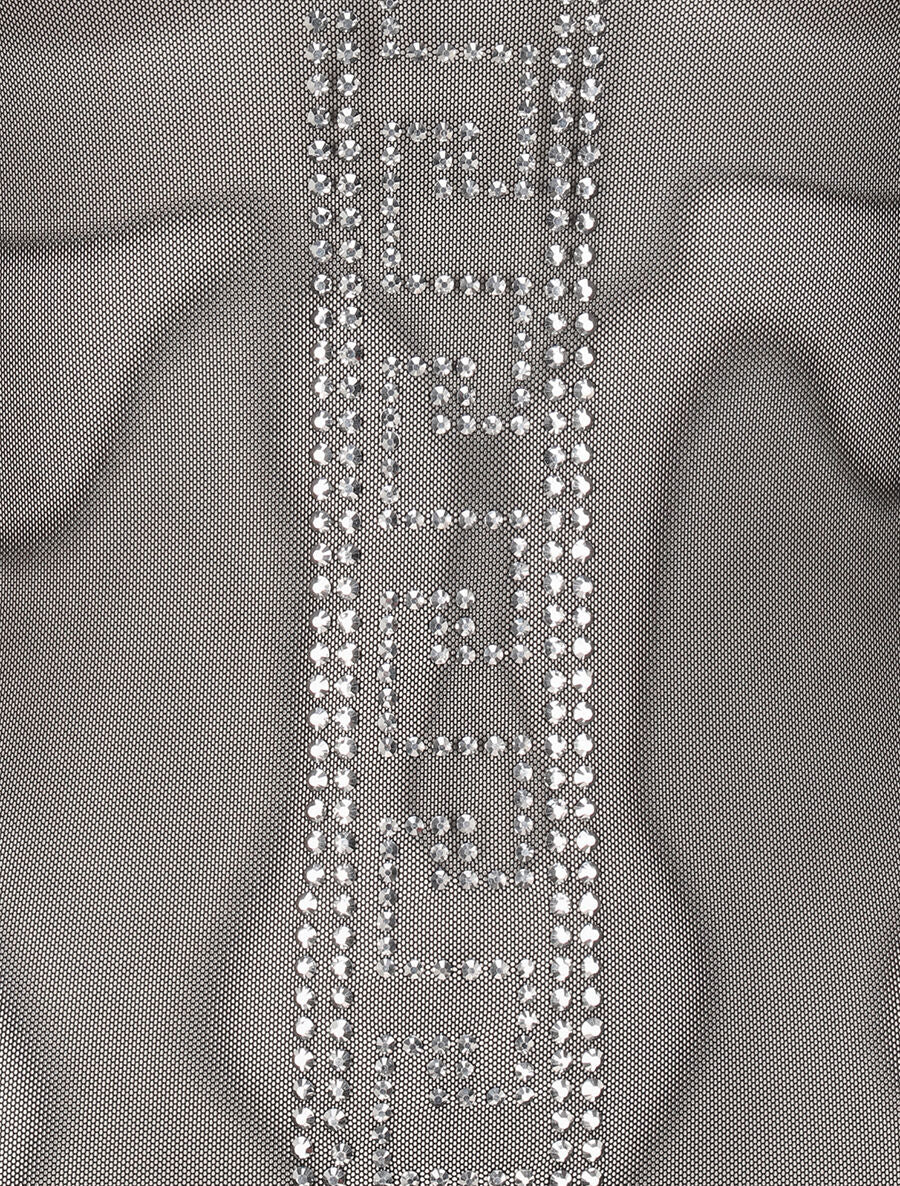 Body transparent à strass à motif grec - Noir - 3