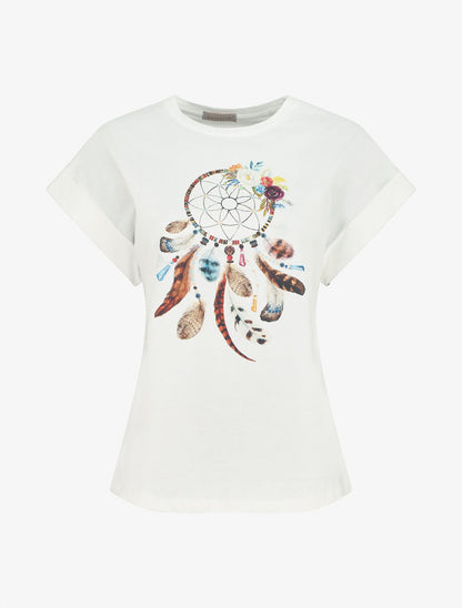 T-shirt à manches courtes imprimé attrape - rêves - Blanc - 5