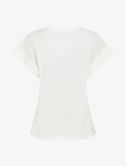 T-shirt à manches courtes imprimé plumes - Blanc - 2