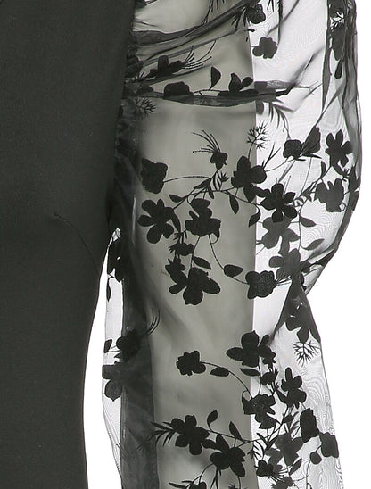 Body à manches gigot à motif floral - Noir - 3