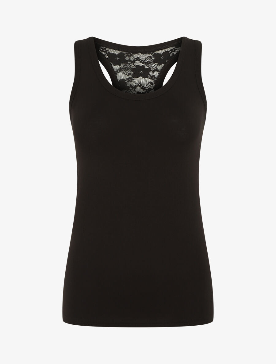 Débardeur ajustée dos en dentelle - Noir - 4