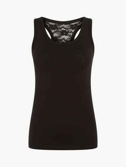 Débardeur ajustée dos en dentelle - Noir - 4