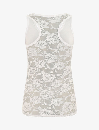 Débardeur ajustée dos en dentelle - Blanc - 2