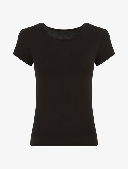 T-shirt ajusté manches courtes uni - Noir - 4