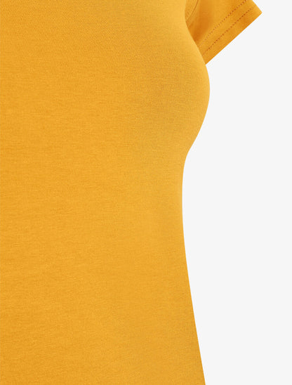 T-shirt ajusté manches courtes uni - Moutarde - 3