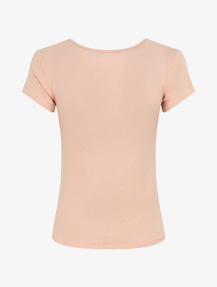 T-shirt ajusté manches courtes uni - Rose - 2