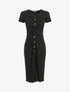Robe longue côtelée boutonnée - Noir - 1