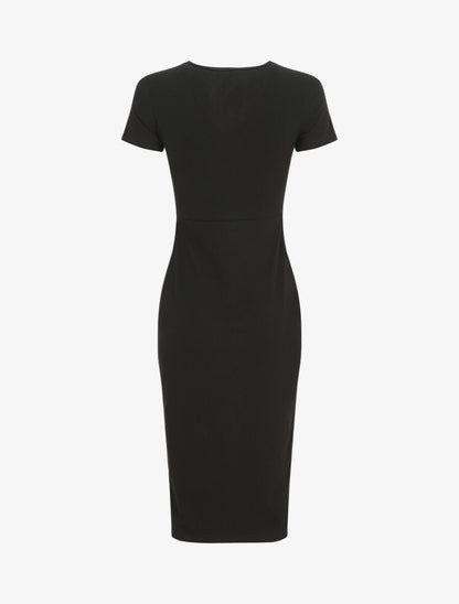 Robe longue côtelée boutonnée - Noir - 2