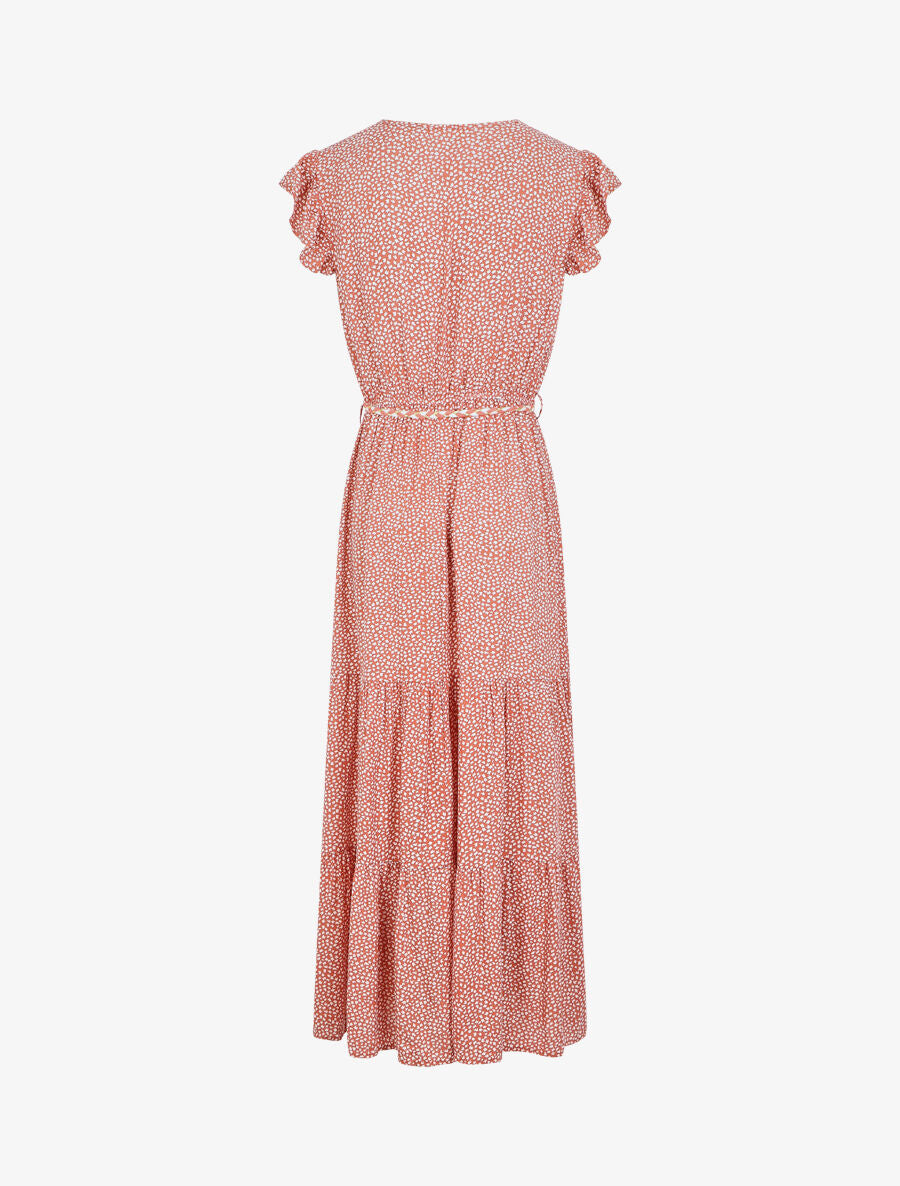 Robe longue à mancherons imprimé tulipe - Rose - 2