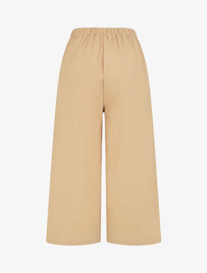 Pantalon ample à taille élastiquée - Beige - 2