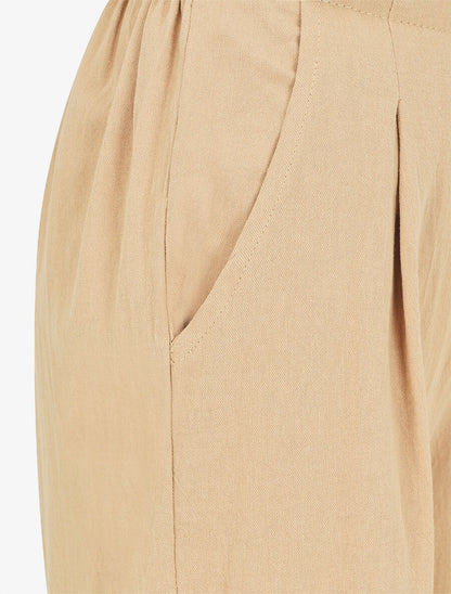 Pantalon ample à taille élastiquée - Beige - 3