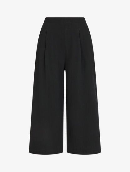 Pantalon ample à taille élastiquée - Noir - 1