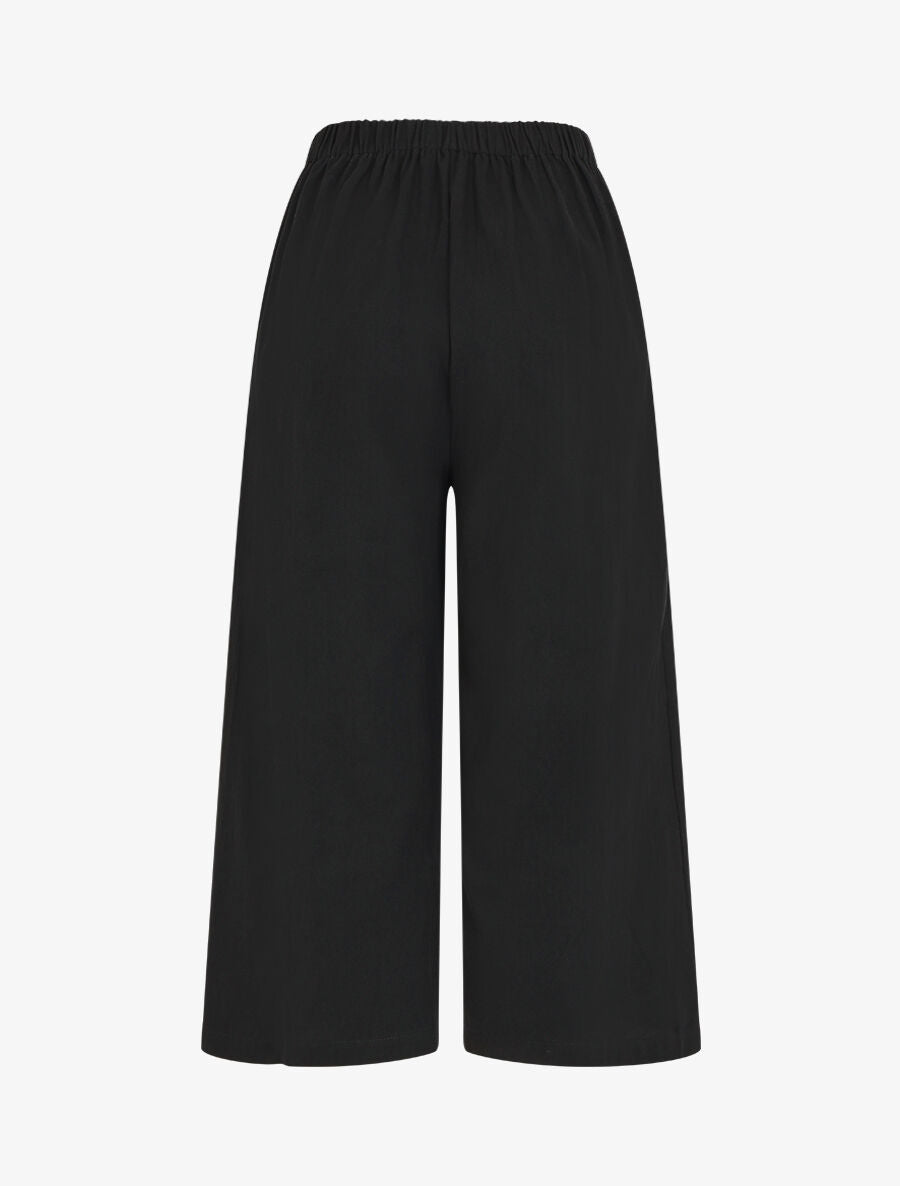Pantalon ample à taille élastiquée - Noir - 2