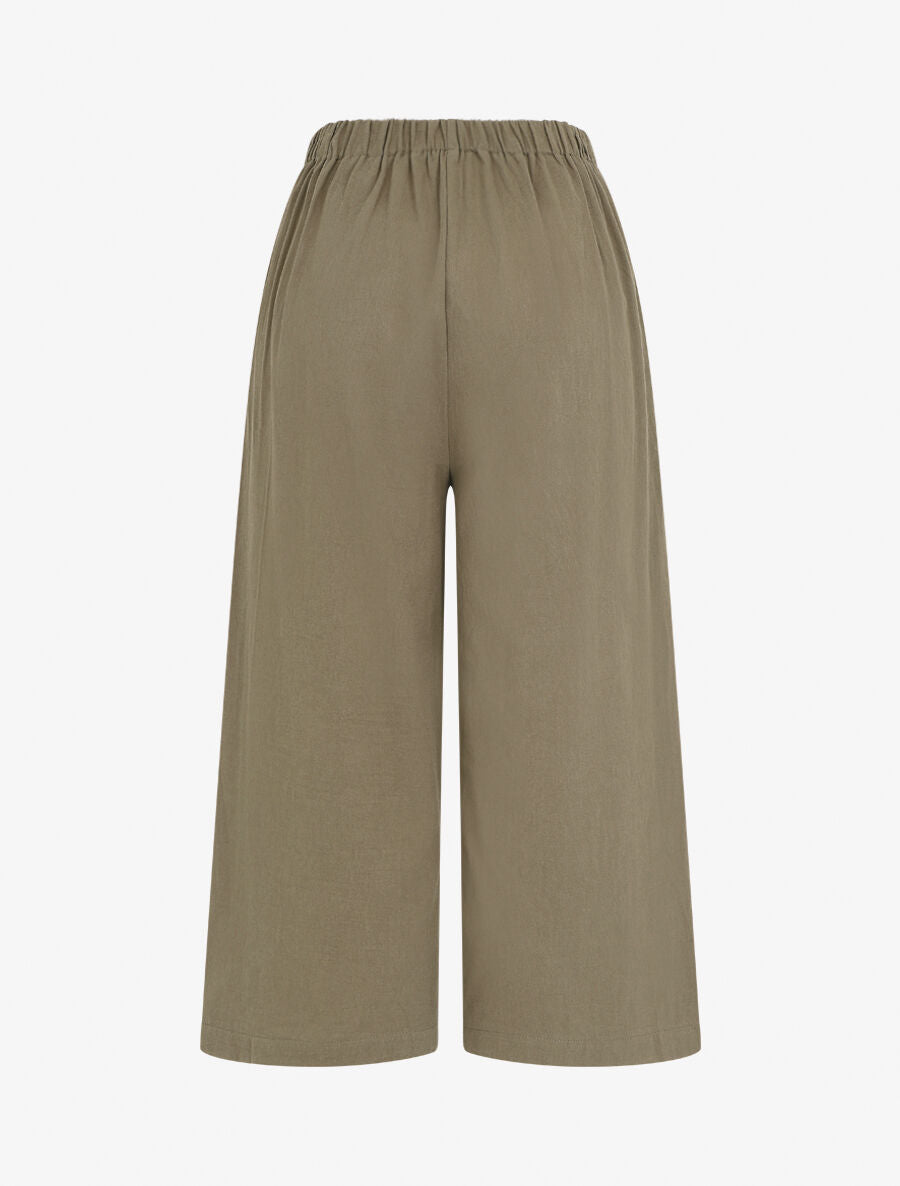 Pantalon ample à taille élastiquée - Kaki - 2