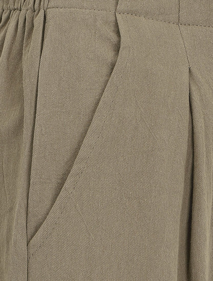 Pantalon ample à taille élastiquée - Kaki - 3