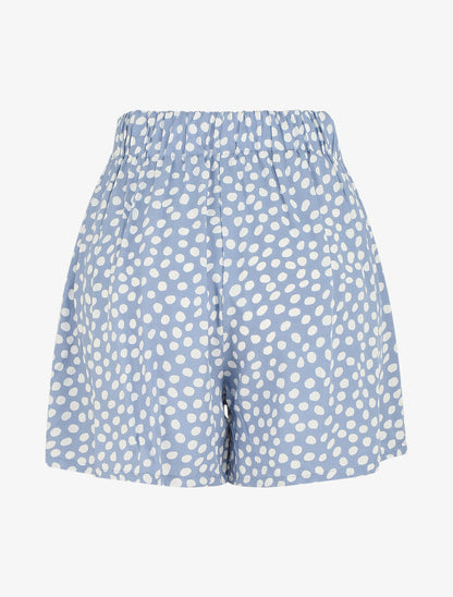 Short à pois taille haute évasé - Bleu - 2
