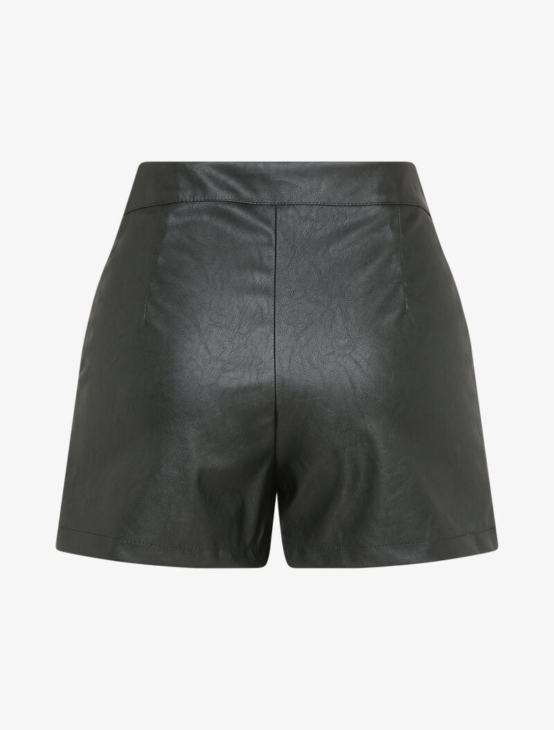 Short en simili à boutons décoratifs - Noir - 2