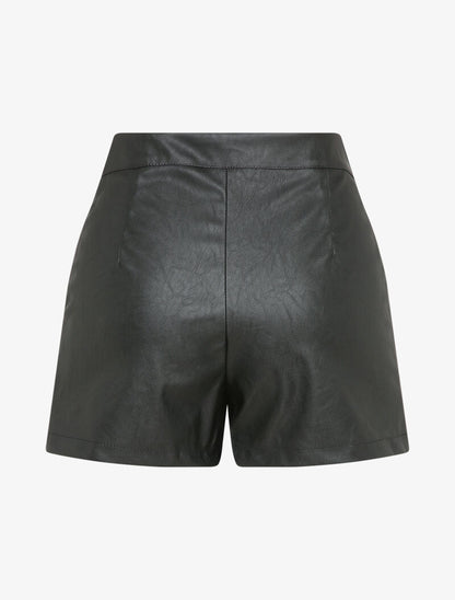 Short en simili à boutons décoratifs - Noir - 2