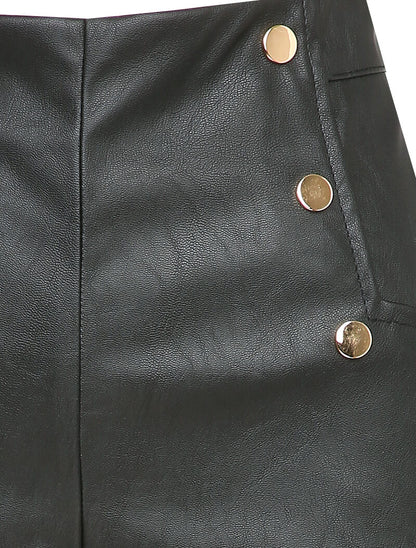 Short en simili à boutons décoratifs - Noir - 3