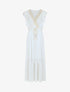 Robe longue élastiquée à col en crochet - Blanc - 1