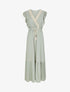 Robe longue élastiquée à col en crochet - Vert d&