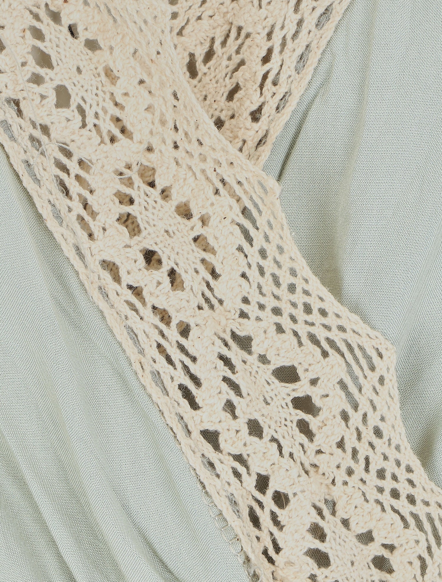 Robe longue élastiquée à col en crochet - Vert d&