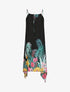 Robe longue imprimé floral à fines bretelles - Noir - 1