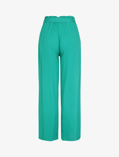 Pantalon droit uni taille haute élastiquée - Vert - 2