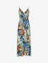Robe longue élastiquée à imprimé fleurs tropical - Vert d&