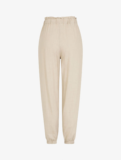 Pantalon droit style jogging effet lin - Beige - 2