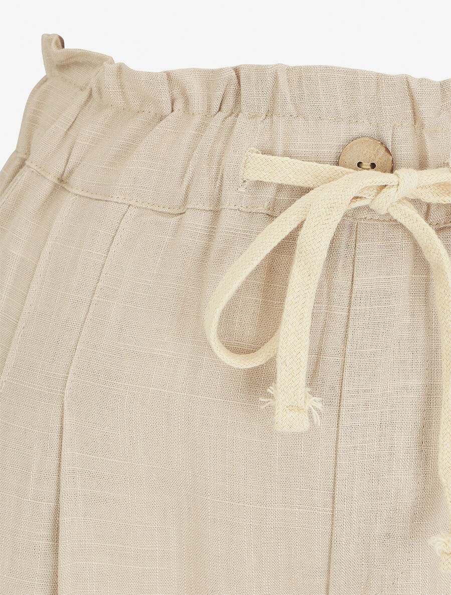 Pantalon droit style jogging effet lin - Beige - 3