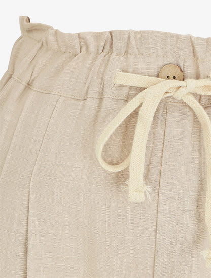 Pantalon droit style jogging effet lin - Beige - 3