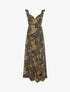 Robe longue léopard évasée bretelles volantées - Noir - 1