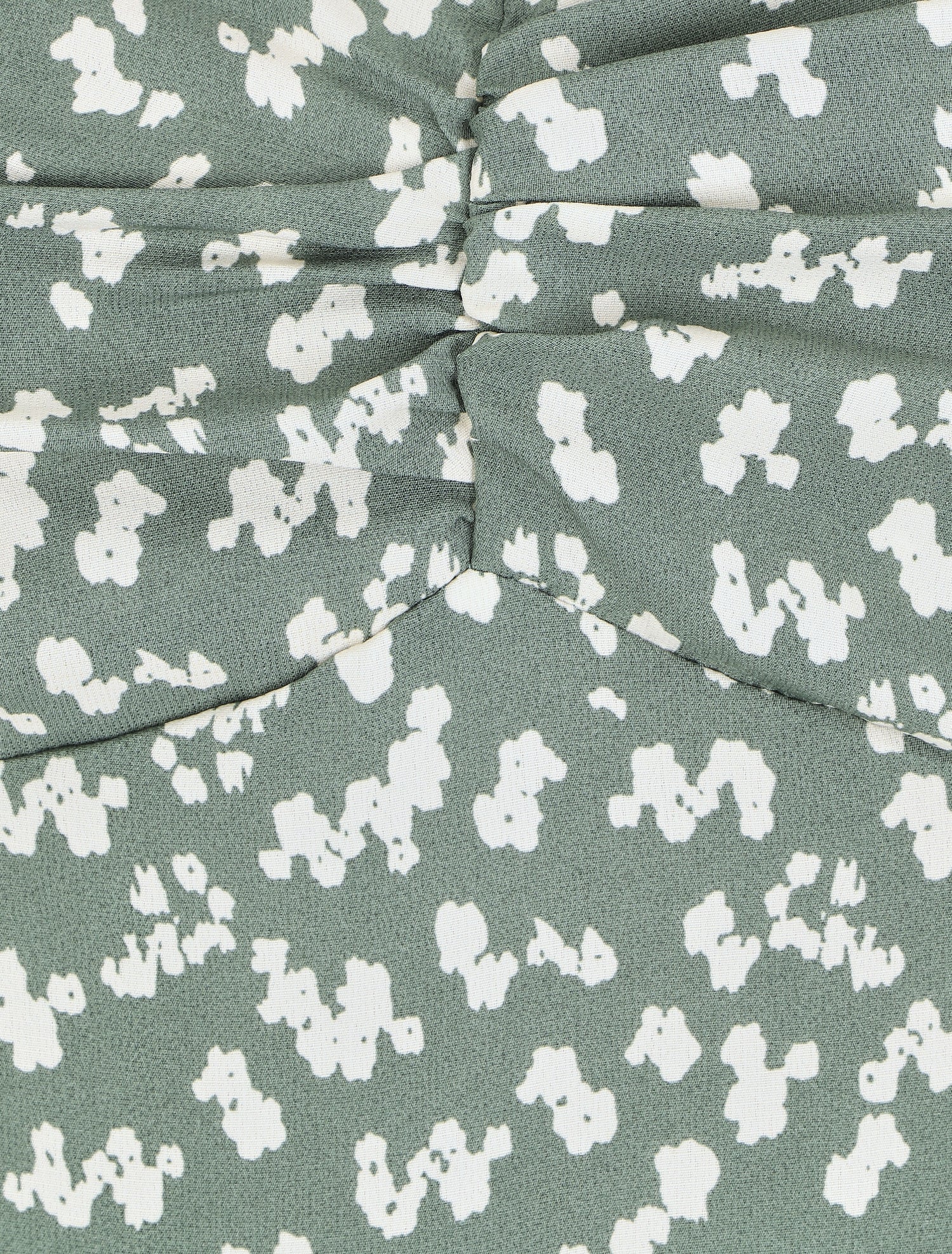Robe longue imprimé fantaisie à bretelles à nouer - Vert gris - 3