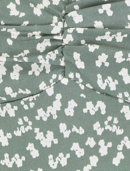 Robe longue imprimé fantaisie à bretelles à nouer - Vert gris - 3