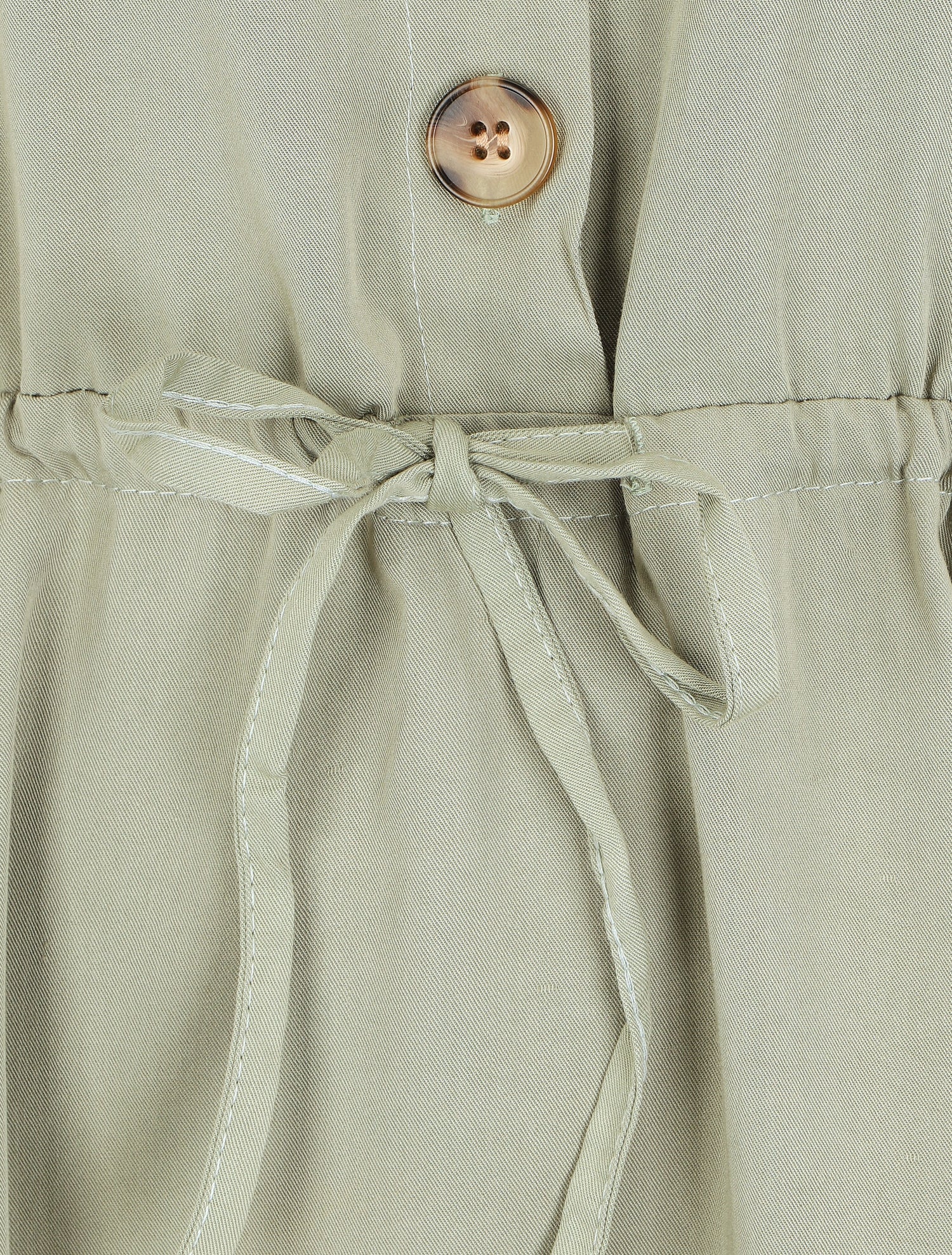 Robe chemise courte unie manches courtes - Kaki - 3