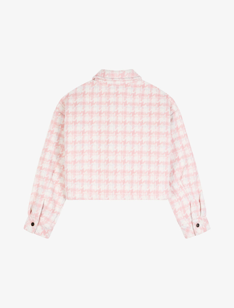 Veste courte à imprimé pied de poule - Rose pâle - 2