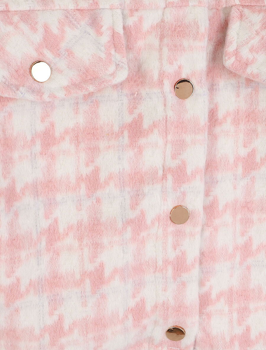 Veste courte à imprimé pied de poule - Rose pâle - 3
