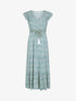Robe longue évasée fleurie col V - Vert - 1