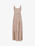 Robe longue à fleurs et fines bretelles - Beige - 5