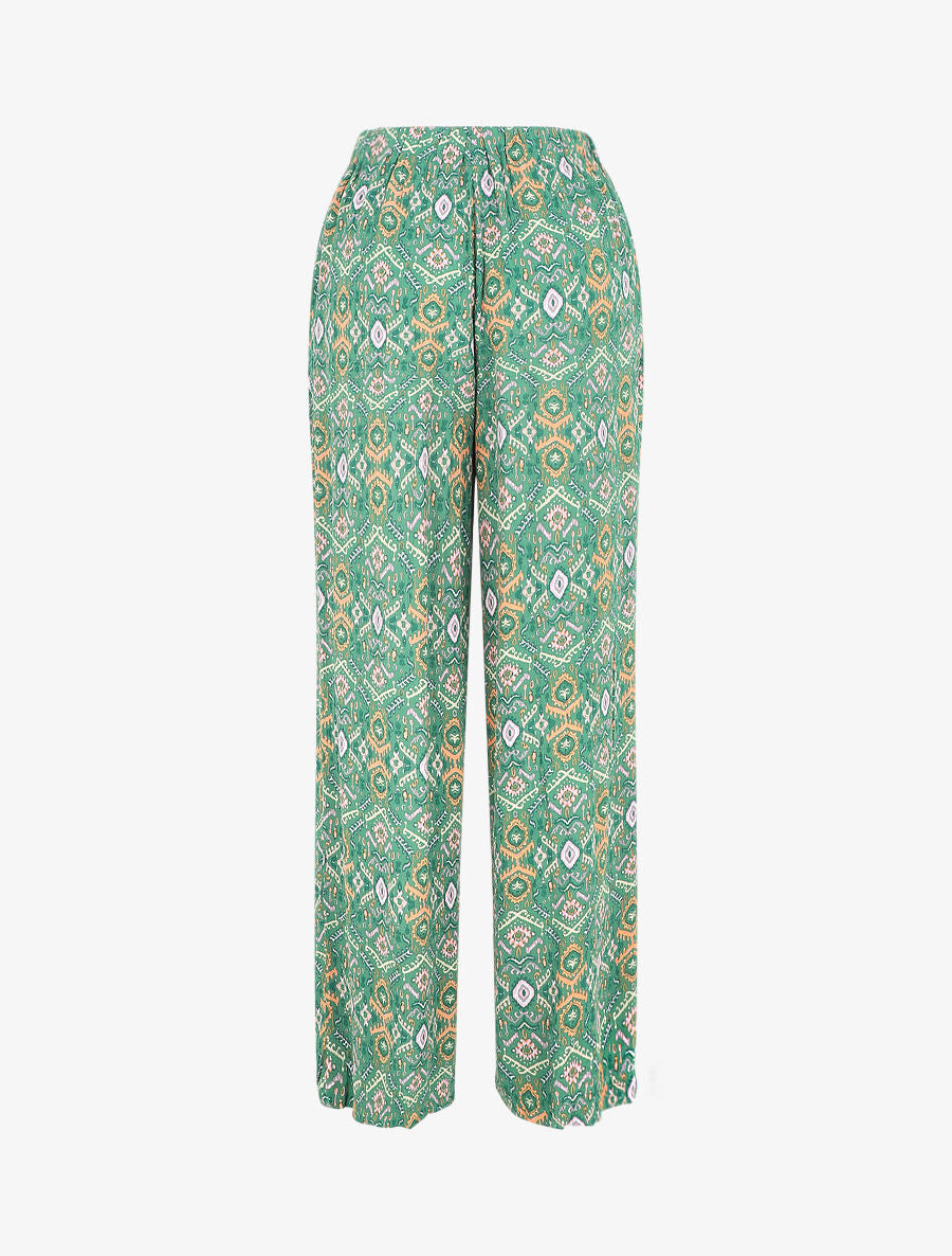 Pantalon droit imprimé fantaisie - Vert - 2