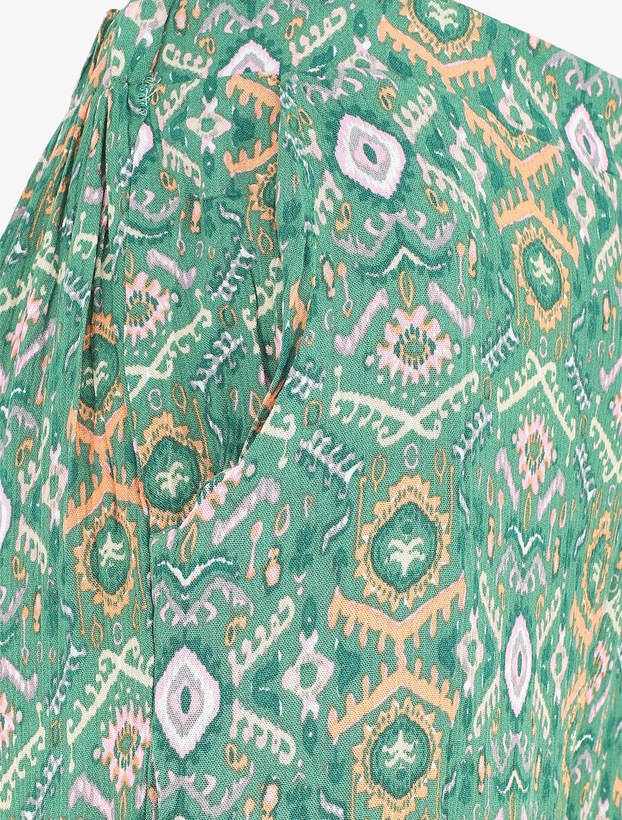 Pantalon droit imprimé fantaisie - Vert - 3
