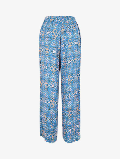 Pantalon droit imprimé fantaisie - Bleu - 2