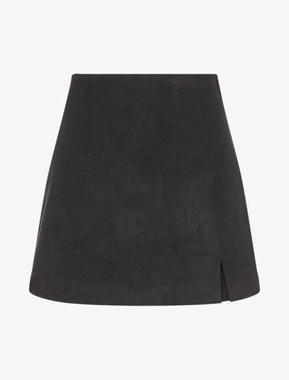 Mini-jupe fendue en feutrine - Noir - 1