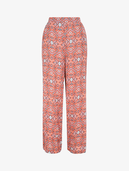 Pantalon droit imprimé fantaisie - Brique - 5