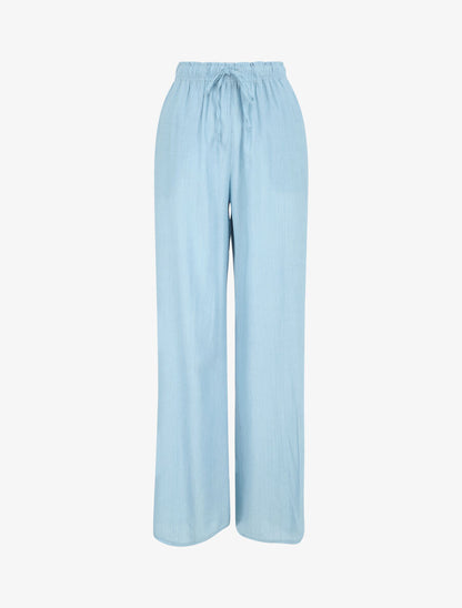 Pantalon droit et fluide uni - Bleu clair - 1