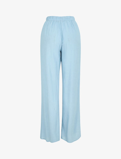 Pantalon droit et fluide uni - Bleu clair - 2